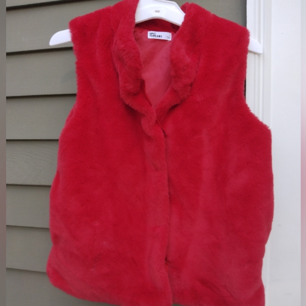 Red Faux Fur vest